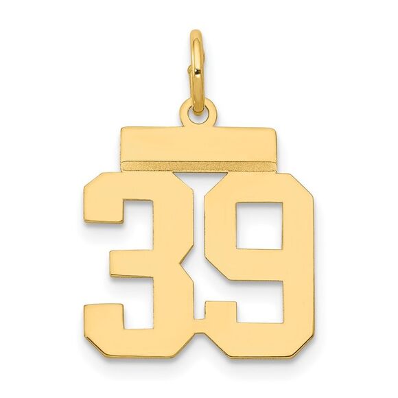 14k Yellow Gold, Athletic Collection, Small Polished Number 39 Pendant - Picture 1 of 5